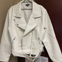 White Faux Leather Plus Size Biker Jacket Fall/Winter
