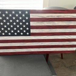USA Flag Handmade Wood 