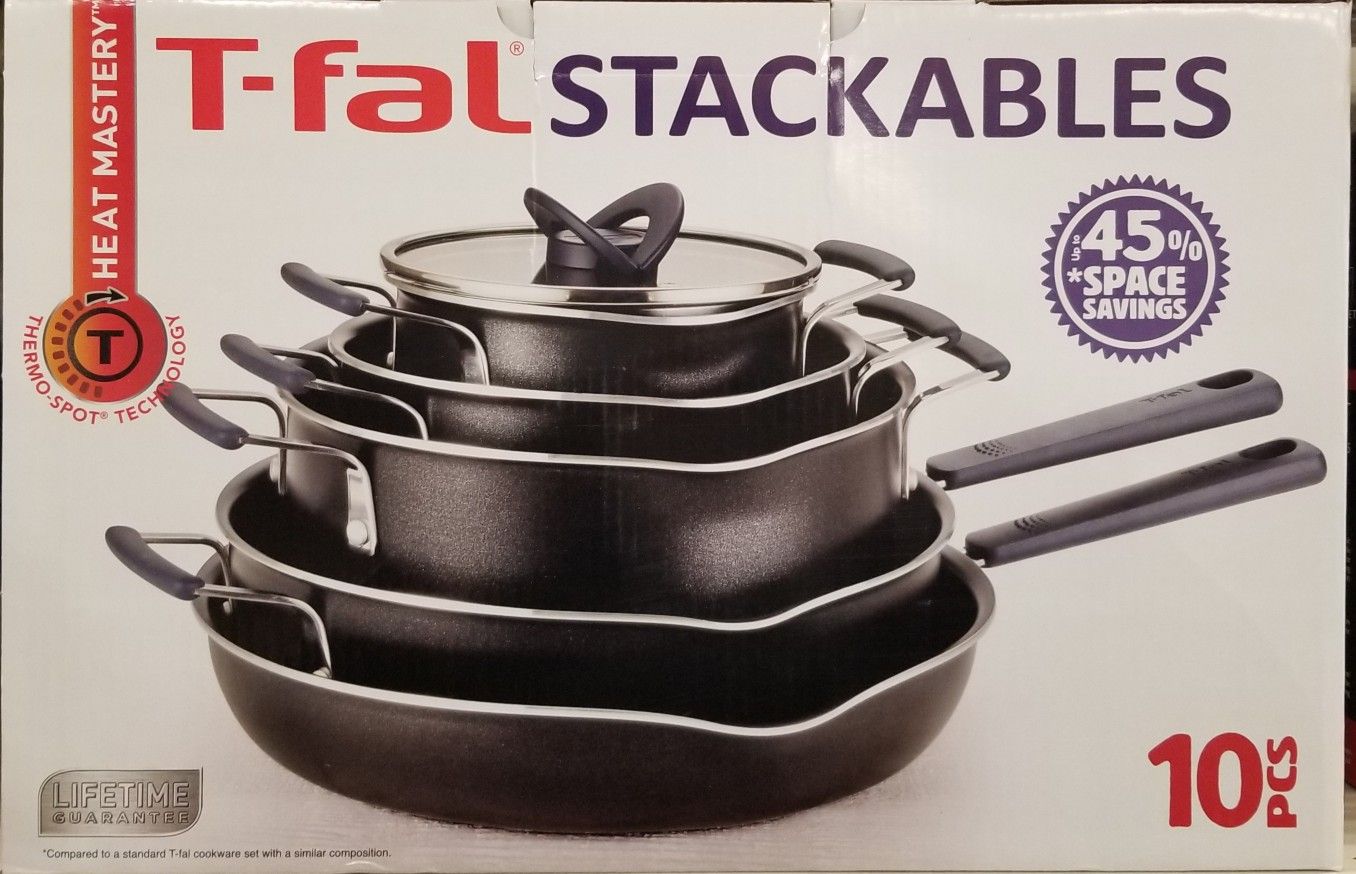 T-fal All-in-One Dishwasher Safe Cookware Set 10-Piece STACKABLES

