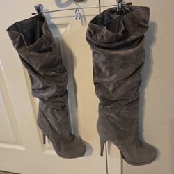 Grey Sued Boots