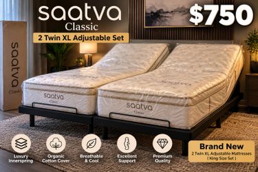 Saatva Classic Split King – 2 Twin XL – Brand New $750 | ¡Hablamos Español!