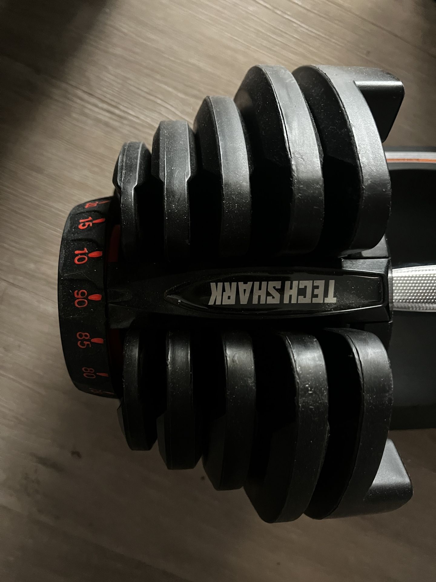 One Adjustable Weight Dumbbell 10lbs Up To 90 Pounds!