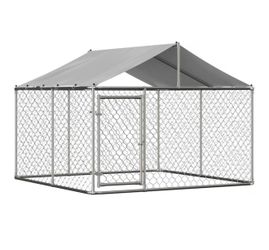 Dog Kennel Outdoor Chain Link Dog Run Playpen Galvanized Heavy Duty Outdoor Dog Kennel Fence Puppy Exercise Pen Dog Run Cage with UV & Waterproof Cove