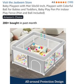 New 50x50 baby playpen plastic ball and mat