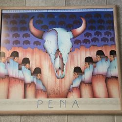 Amado Pena Signed Art Work Framed *no glass 29x33" Southwestern