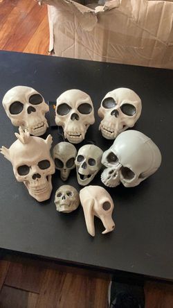 Halloween Skull Decorations Set of 6