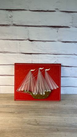 MCM Red Nautical Sailboat 3D Wall Art