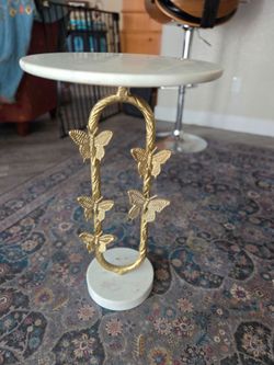 Make me an offer Set of 2 Whimsical Elegance Butterfly & Marble Accent Table