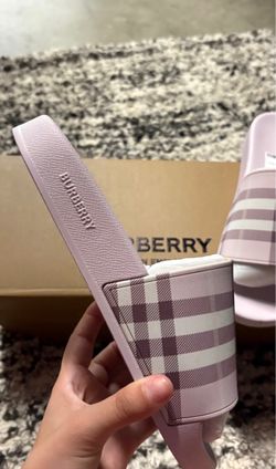 Pink Burberry slides