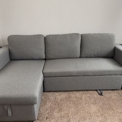 Gray L-Shaped Pullout Sleeper Couch