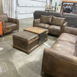 Top Grain Leather Living Room Set 