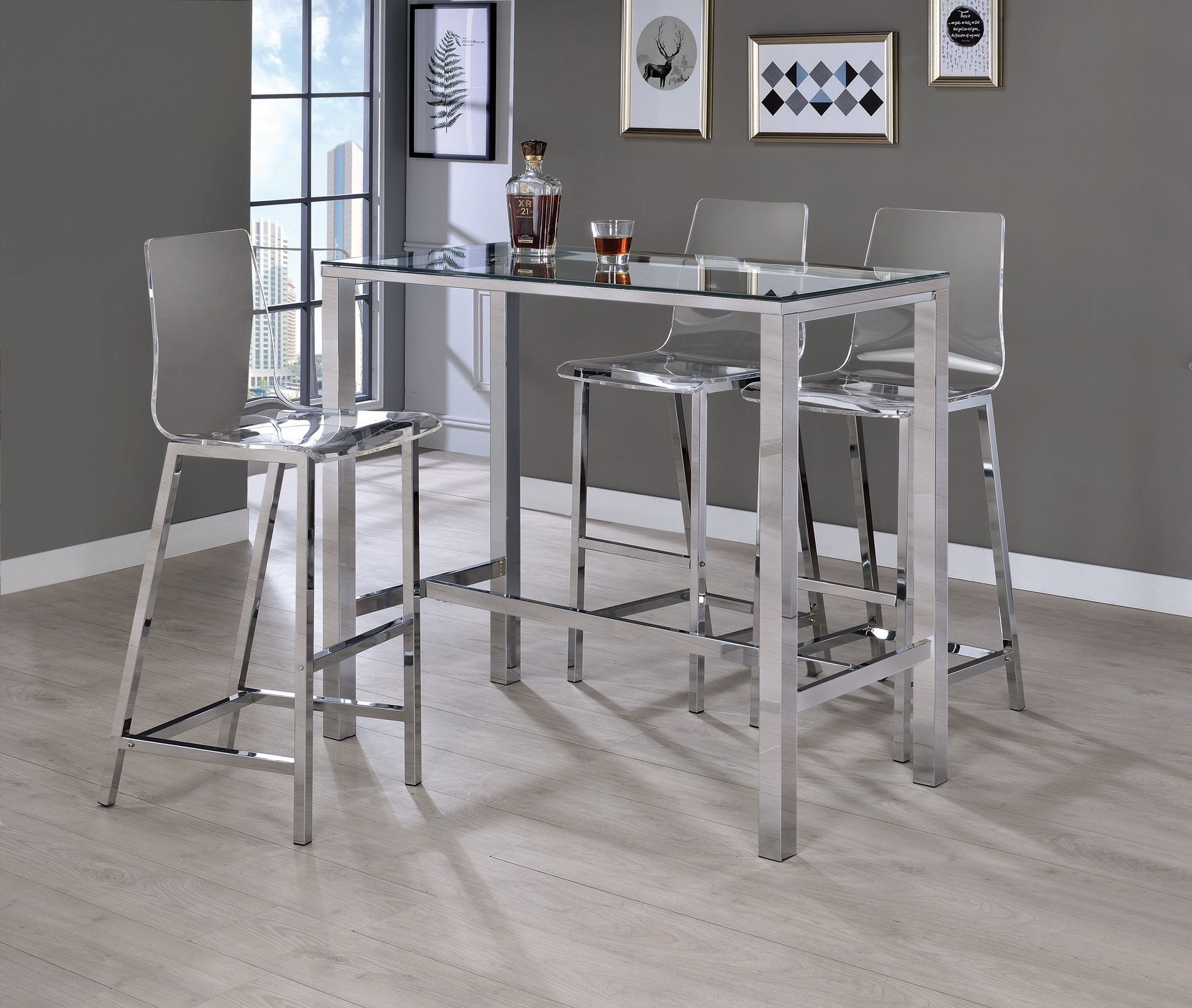 Clear and a Chrome Bar Height Table ONLY $299! Lowest Prices Ever!