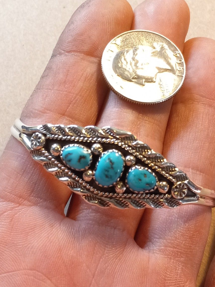 $70! Awesome Sterling Silver Turquoise Marie Bahe Navajo Bracelet