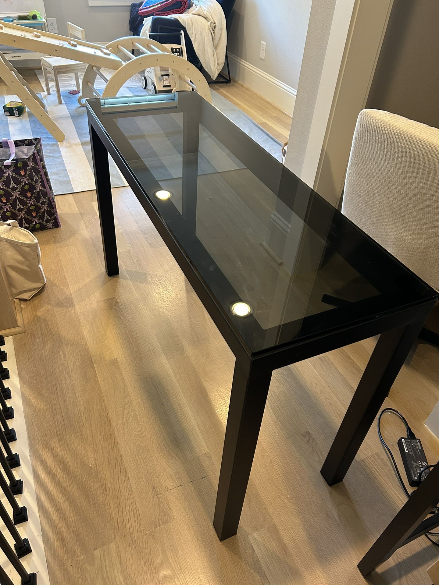 Console Table Crate & Barrel Black Glass Top for Sale in Houston, TX OfferUp