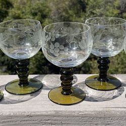 Set 5 Vintage German Römer (or Roemer) Rhine wine glasses