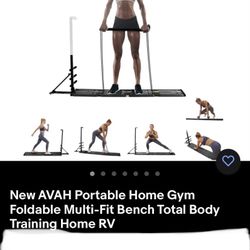 AVAH Portable Home Gym,Foldable Multi-Fit Bench Total Body Training Home Gym with Resistance Bands Bar and Push up Handles Muscle Build Exercise Equip