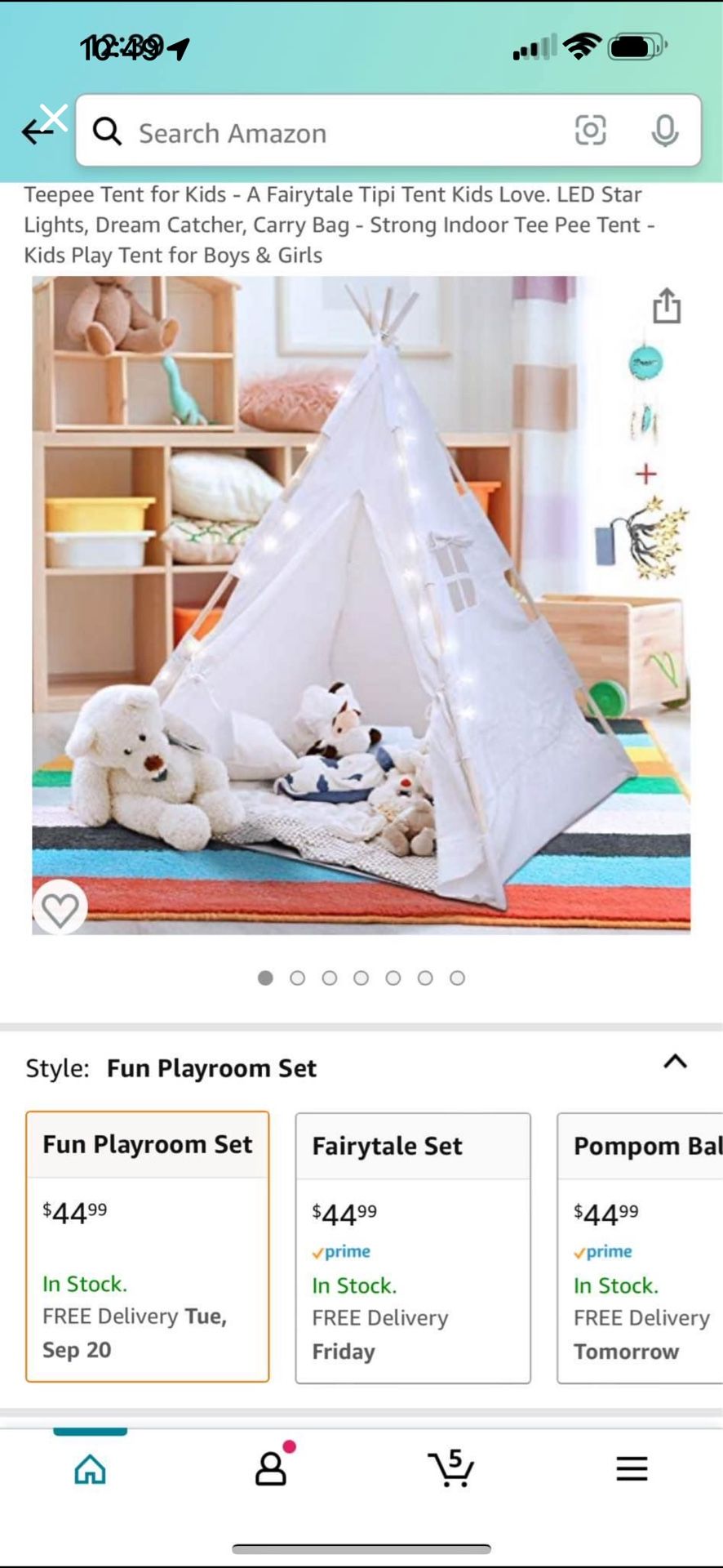 Teepee Tent for Kids With LED Star Lights