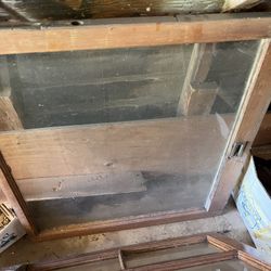 Historic Antique  100 Year Old Window With  Cast Iron Weights 