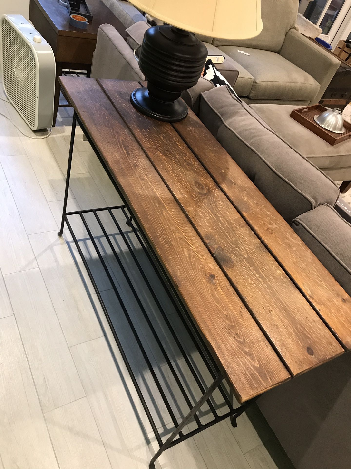 Industrial/farmhouse style console or entryway table
