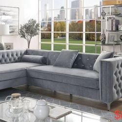Velvet Sectional Sofa With Storage