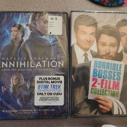 3 Pack Of DVDS (Annihilation & Horrible Bosses 1+2 Unopened)