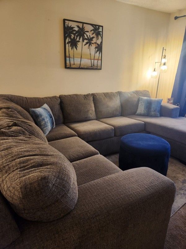 Large Gray Sectional Couch