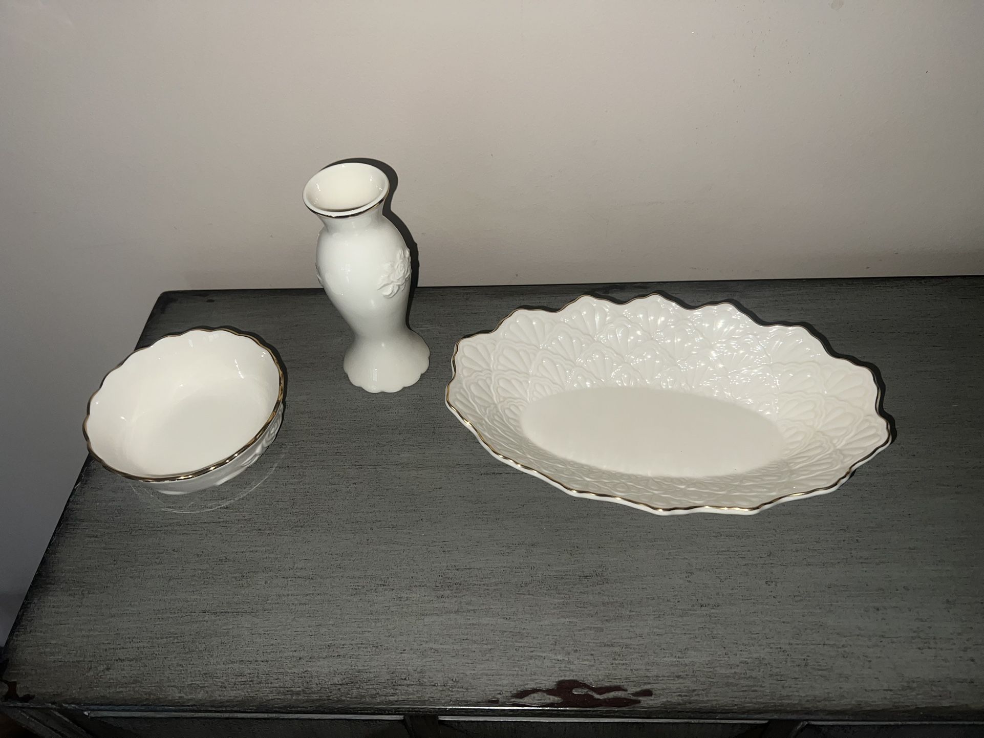 3 Pieces Lenox 2 Candy Dish 1 Bud Vase