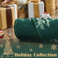 Round Christmas Rug Green 