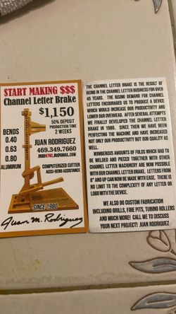 Channel letter brake