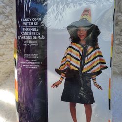 Brand New 3-Piece Candy Corn Witch Kit Fits Up To Child Size 14 Halloween Costume