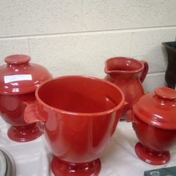 Red Pottery Set For Sale.