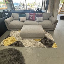 Grey Sofa with Ottoman