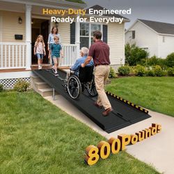 10 FT Aluminum Wheelchair Ramp with 800 LBS Load Capacity, Portable Folding ramps for wheelchairs
