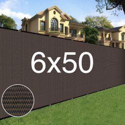 Sunnyglade 6 feet x 50 feet Privacy Screen Fence Heavy Duty Fencing Mesh Shade Net Cover for Wall Garden Yard Backyard (6 ft X 50 ft, Brown)