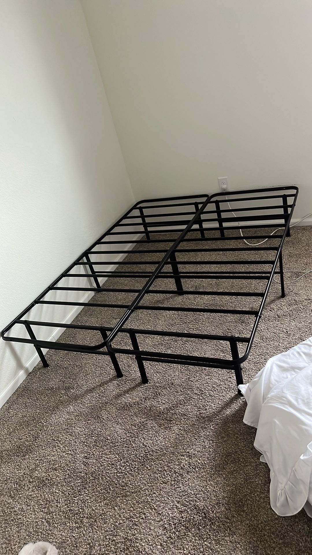 Black Metal Foldable Full Size Bed Frame Steel
