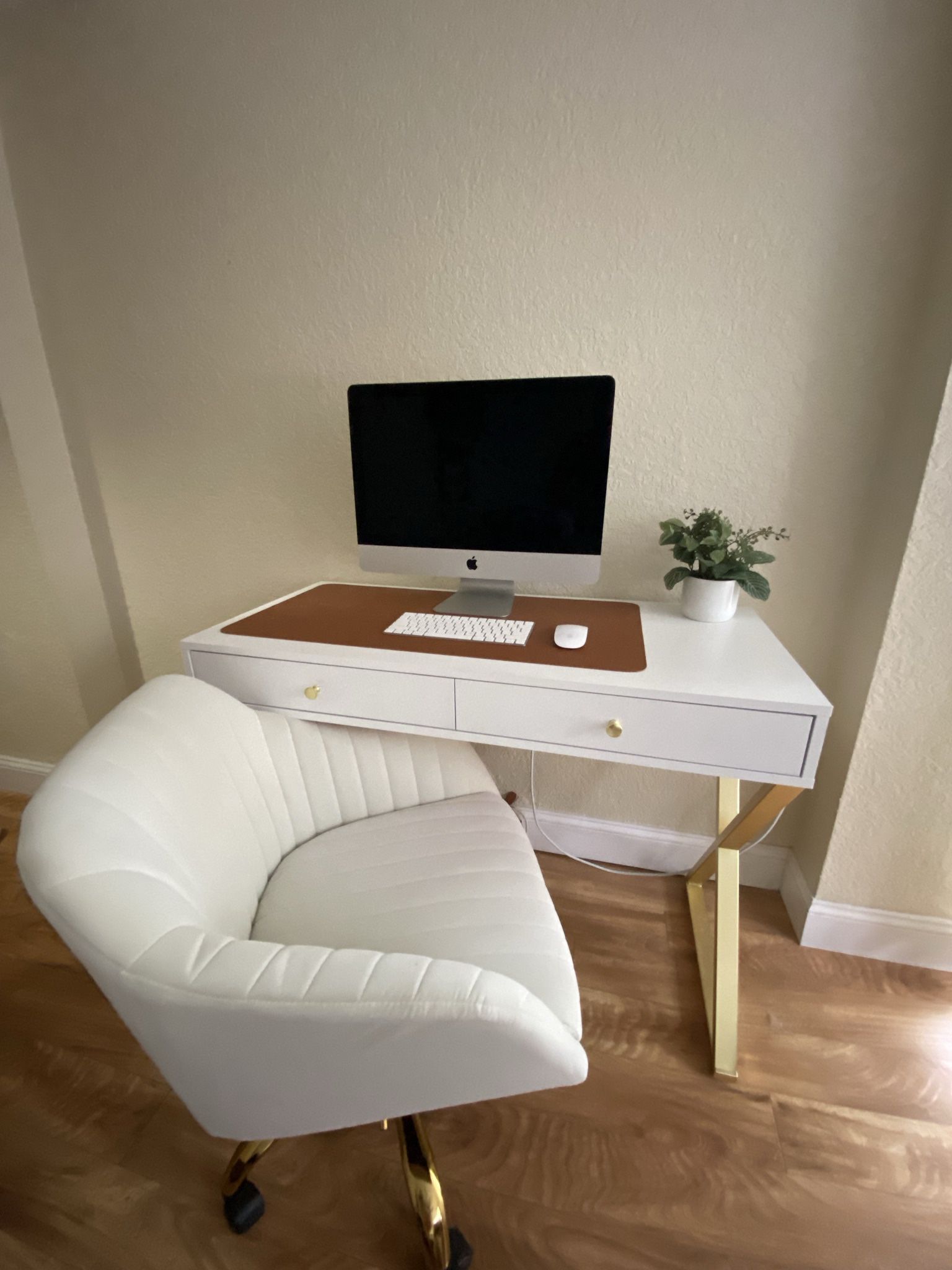 Wayfair - White Desk + Chair / Gold Accent