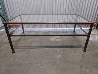 Modern Industrial Rectangular Glass Top Coffee Table
