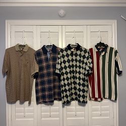 RETRO VTG EARLY 90s TOMMY HILFIGER BUTTON UP LOT 4 POLOS- ALL ARE SIZE MEDIUM 