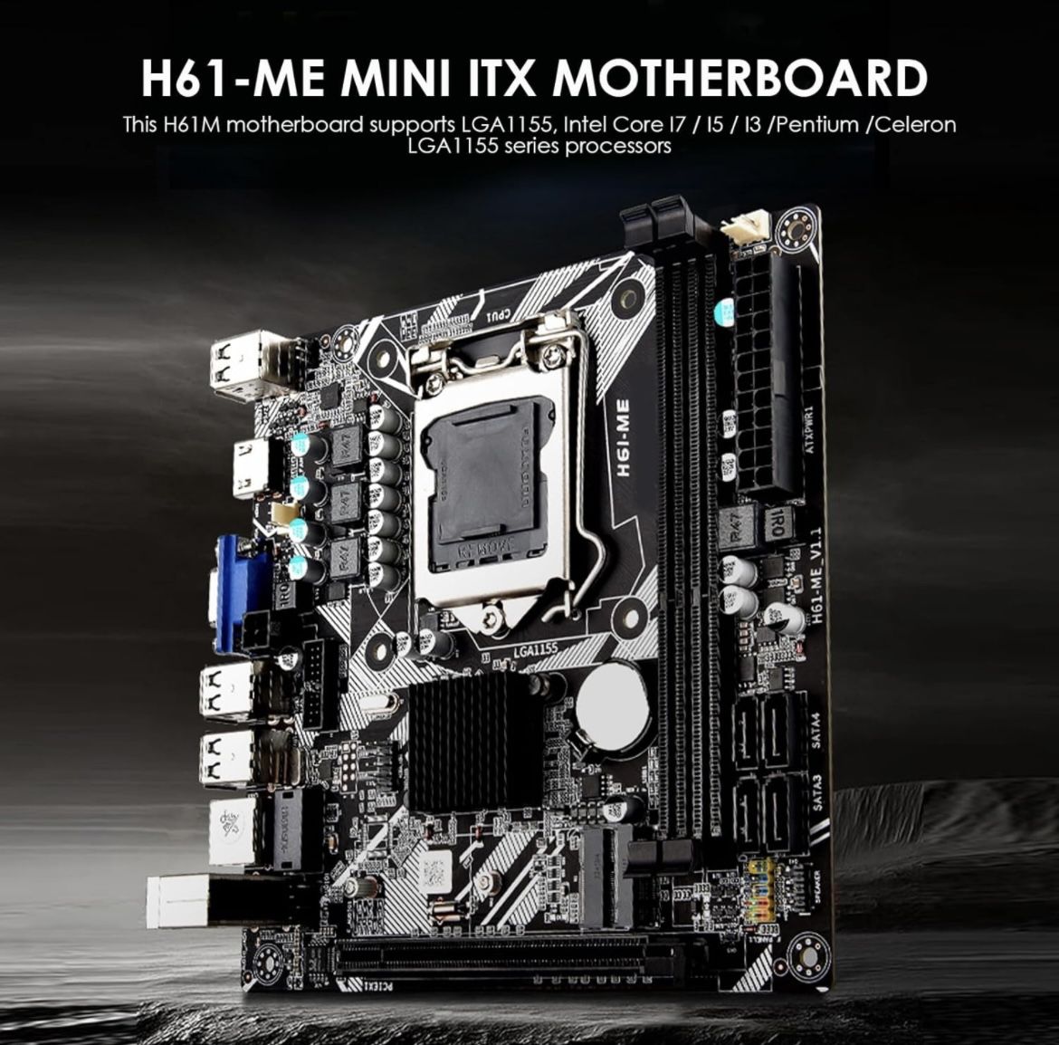 H61 ME Mini ITX Motherboard, DDR3 LGA 1155 PC Mainboard Support NVME M ...