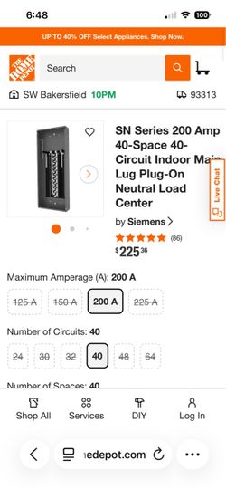New SN Series 200 Amp 40-Space 40-Circuit Indoor Main Lug Plug-On Neutral Load Center
