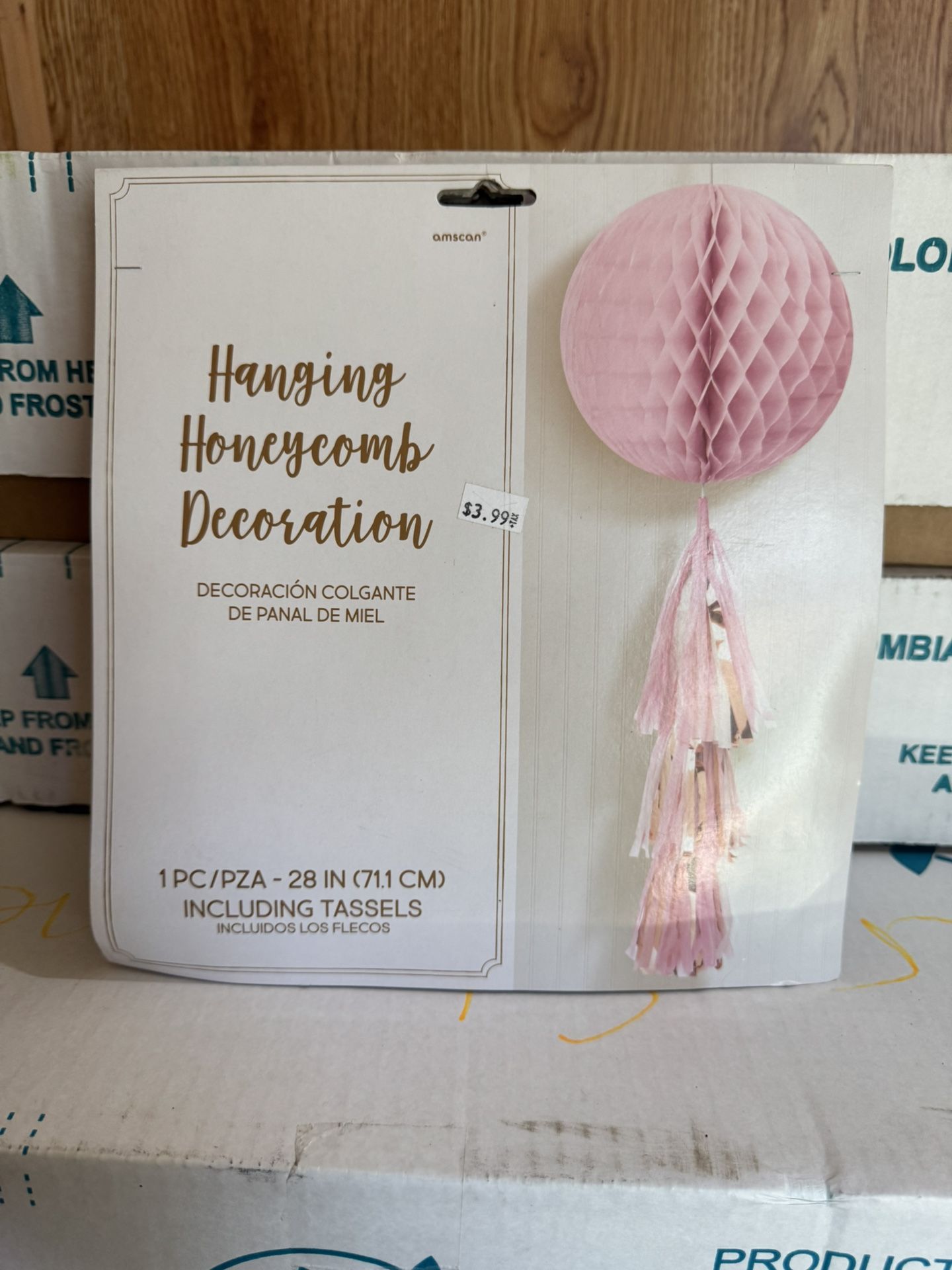 Honeycomb Decor- Pink/gold
