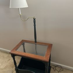 Vintage Table Lamp With Magazine Rack