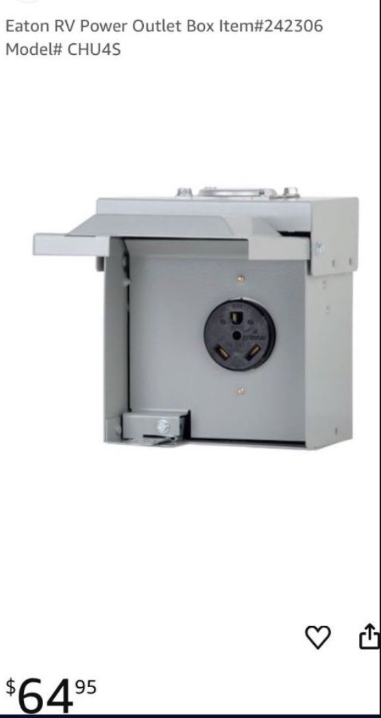 Eaton 50 Amp RV Outlet Box  40$