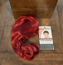 Red wig and cool mesh weaving cap brand new