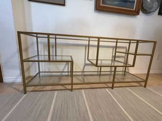 Henn & Hart Rectangular TV Stand/Brass Finish Console Table