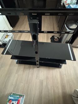 Black Glass TV Stand with Mount