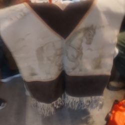 Leather Poncho With Engraved / Etched Pictures