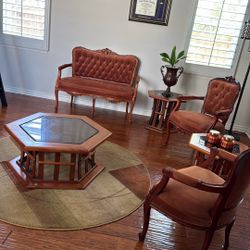 Elegant Vintage Living Room Furniture Set – Solid Wood & Upholstered