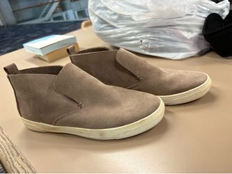 dv Men's Beige Suede Leather Slip-On Casual Shoes Pull Tab Round Toe US 7.5