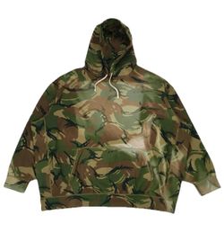 VINTAGE POLO RALPH LAUREN CAMO HOODIE 5XL BIG 5XB BROWN SWEATSHIRT PULLOVER PRL
